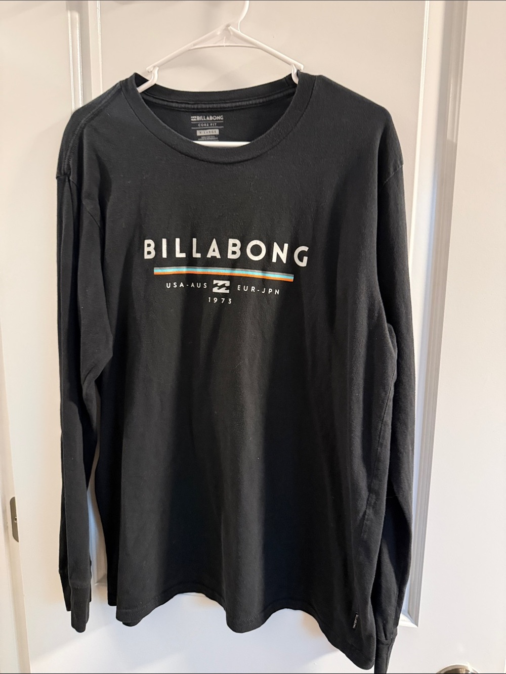 🥳 5 for $25 BUNDLE Billabong Black Long Sleeve Logo Tee with Multicolor Stripe